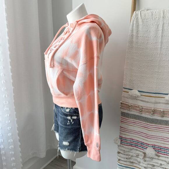 Free People Movement Orange White Creamsicle Fleece Lined Oversized Hoodie Small - Picture 3 of 10